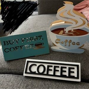3/piece wooden  coffee bar  sign set